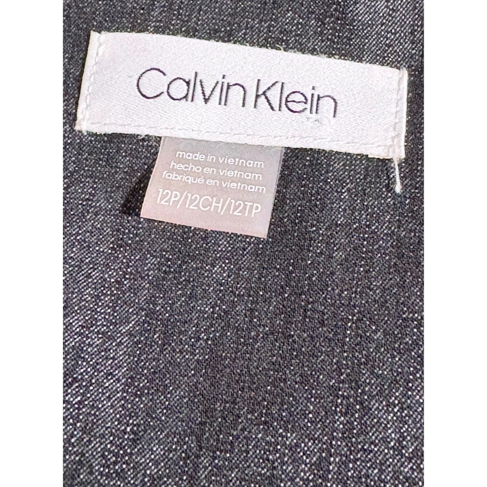 Calvin Klein Dark Charcoal Chambray Sleeveless Sheath Dress Business Sz 12P - Picture 3 of 10